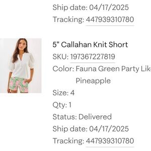 Lilly Pulitzer 5” Callahan knit short size 4 NWT.